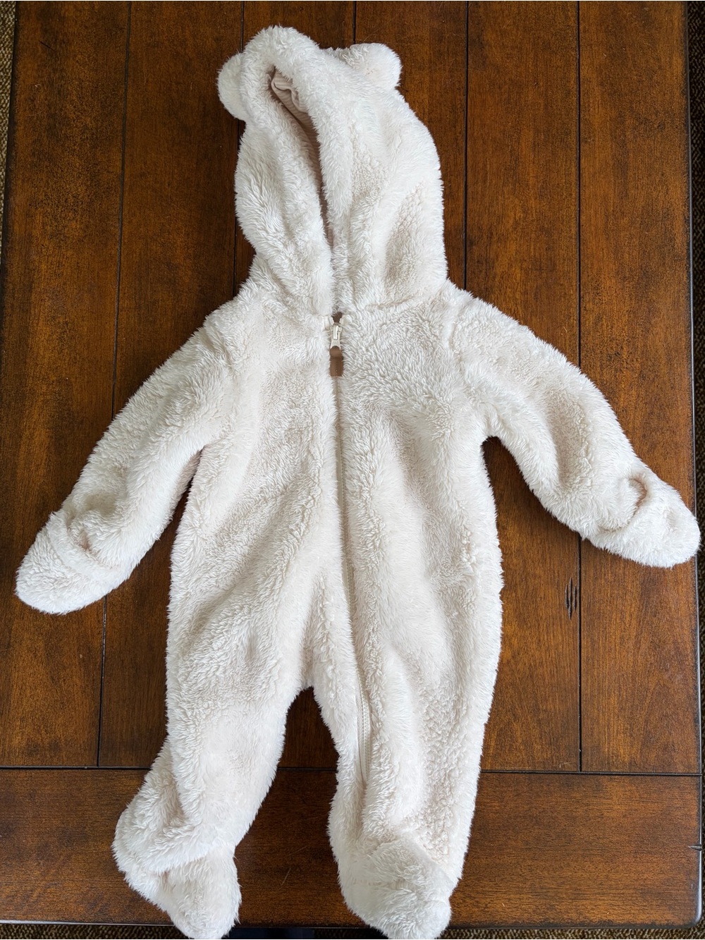 Carter's Cream Plush Teddy One-Piece Footie with Hood
